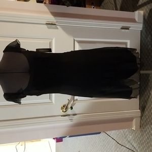 ABS by Allen Schwartz black silk chiffon cocktail dress. Size 6.